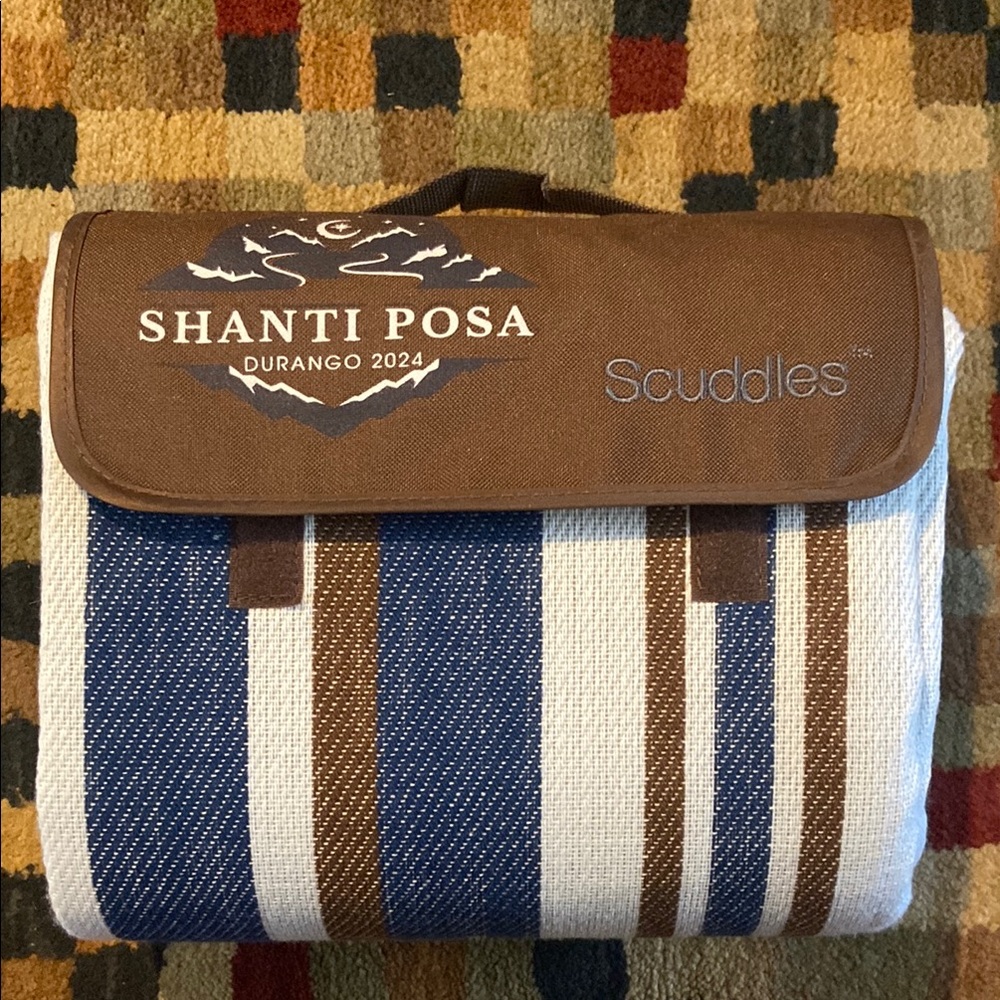 Elegant Blue and Brown Picnic Blanket with Southwest Design